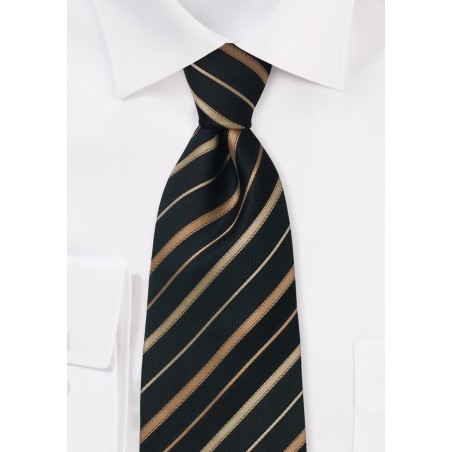 Black, Copper, Bronze Striped Kids Tie