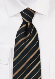 Black, Copper, Bronze Striped Kids Tie