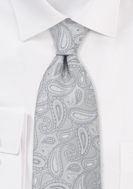 Silver Gray Paisley Neckti