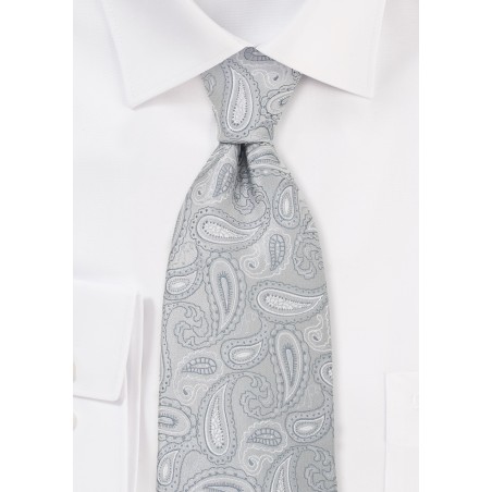Silver Gray Paisley Kids Tie