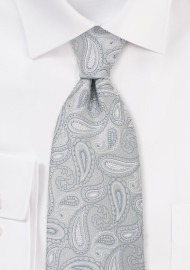 Silver Gray Paisley Kids Tie
