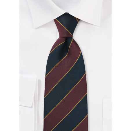 Extra Long British Repp Tie in Burgundy and Navy