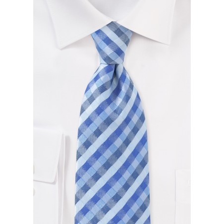 Tonal Blue Check Tie