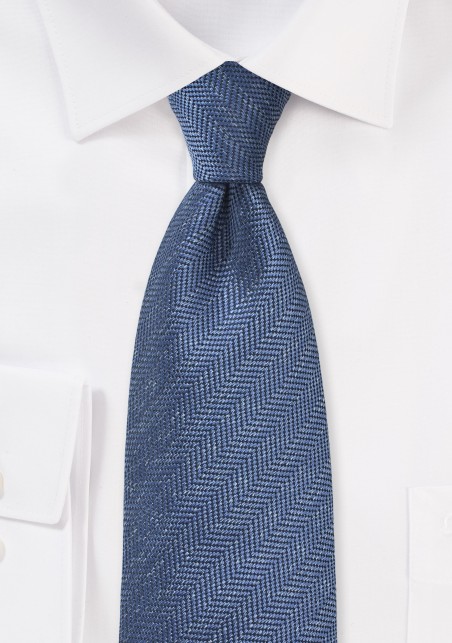 Herringbone Tie in Faded Denim Blue