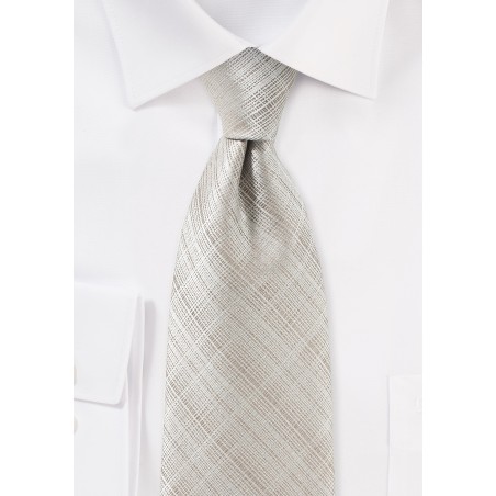 Geometric Check Tie in Stone Gray