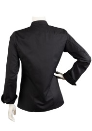 Women's Double Breasted Chef Coat in Jet Black Back
