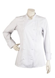 Women's Double Breasted Chef Jacket in White Front