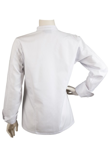 Women's Double Breasted Chef Jacket in White Back