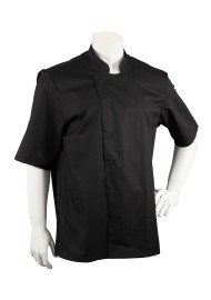 Mens Short Sleeve Chef Cooking Jacket in Black Front