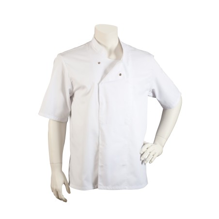 Mens Short Sleeve Chef Cooking Jacket in White Front