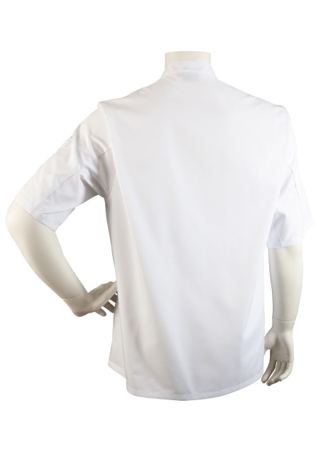 Mens Short Sleeve Chef Jacket in White Back