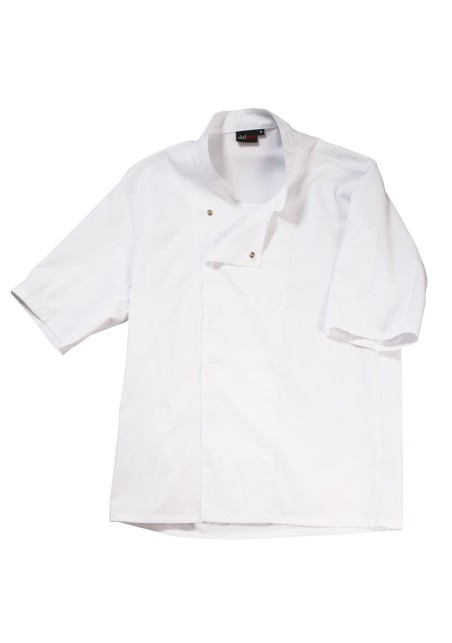 Mens Short Sleeve Chef Jacket in White Flat