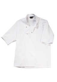 Mens Short Sleeve Chef Jacket in White Flat