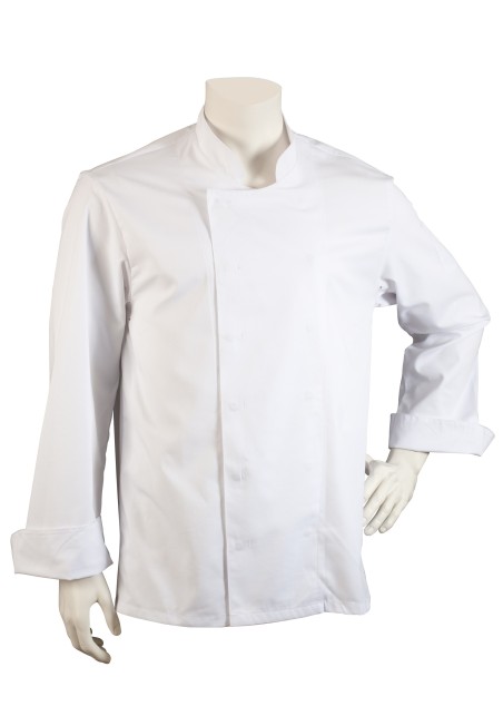 Long Sleeve Mens Chef Coat in White with Double Placket Front