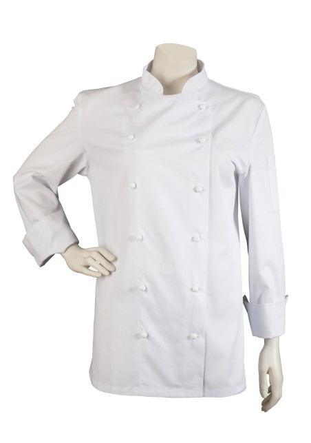 white womens chef coat double row buttons