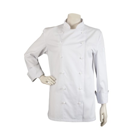 white womens chef coat double row buttons