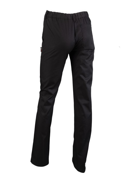 Women's Chef Cooking Pants in Black with Patch Pockets Back