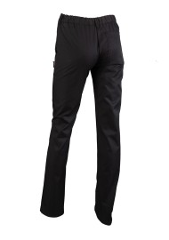 Women's Chef Cooking Pants in Black with Patch Pockets Back