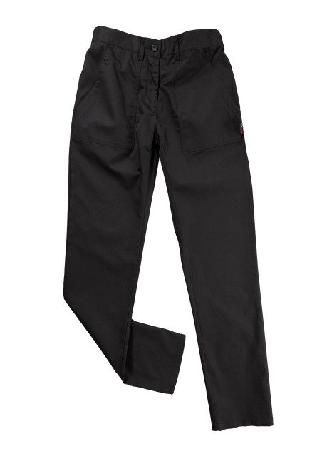 Women's Chef Cooking Pants in Jet Black with Patch Pockets
