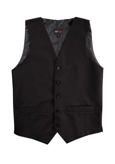 Classic Jet Black Uniform Dress Vest for Men Flat