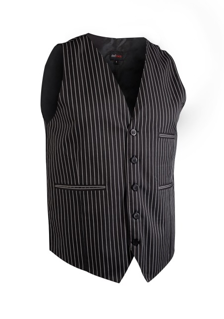 Pin Striped Men's Waiter Vest in Black and Gray