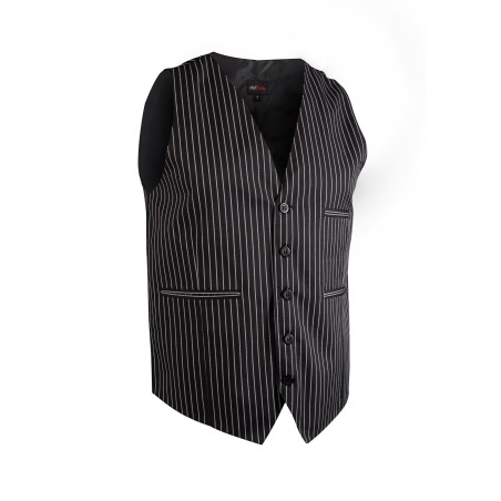 Pin Striped Men's Waiter Vest in Black and Gray