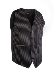 Pin Striped Men's Waiter Vest in Black and Gray