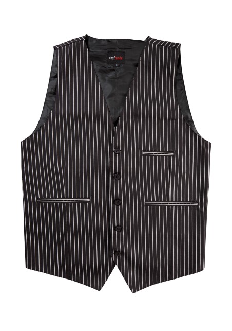 Pin Striped Men's Vest in Black and Gray Flat
