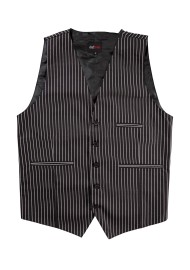Pin Striped Men's Vest in Black and Gray Flat