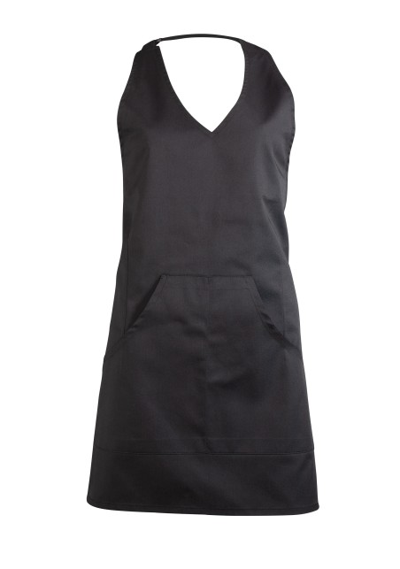 V-Neck Women's Tuxedo Cooking Apron in Jet Black
