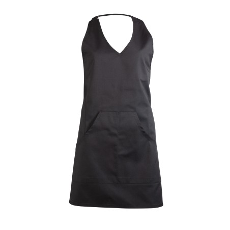 V-Neck Women's Tuxedo Cooking Apron in Jet Black
