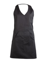 V-Neck Women's Tuxedo Cooking Apron in Jet Black