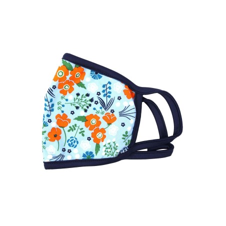 Light blue and orange floral face mask with filter summer protective masks