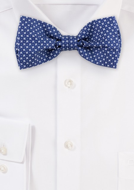 Royal Blue Geometric Print Cotton Bow Tie