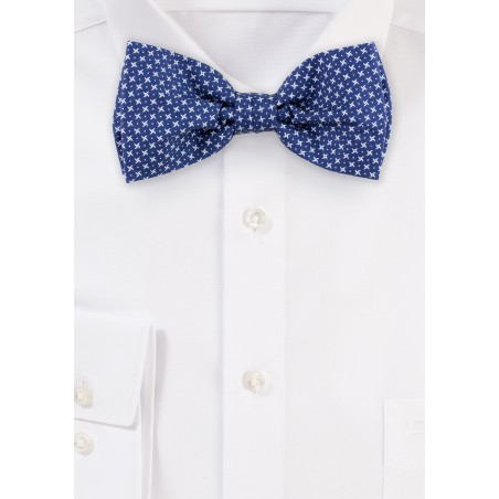 Royal Blue Geometric Print Cotton Bow Tie