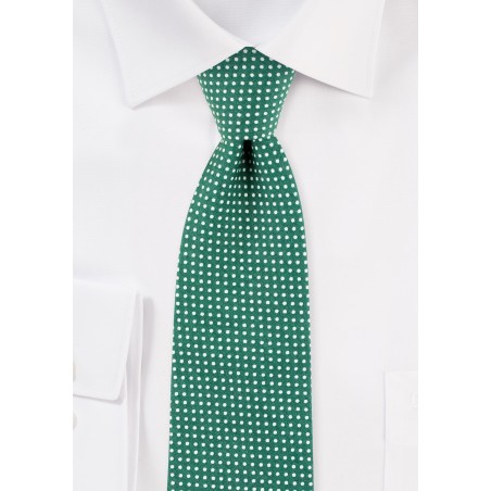 Kelly Green Slim Cut Cotton Tie with Micro Dots
