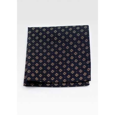Geometric Pocket Square Hanky in Black and Gold