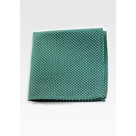 Cotton Pocket Square in Kelly Green with Micro Dots