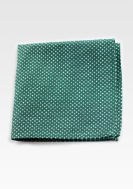 Cotton Pocket Square in Kelly Green with Micro Dots