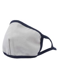 silver gray filter face mask with navy border
