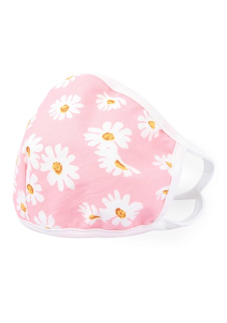 pink floral face mask with filter in cotton