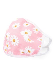 pink floral face mask with filter in cotton