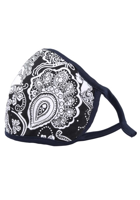 black white floral paisley filter mask