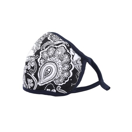 black white floral paisley filter mask