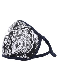 black white floral paisley filter mask