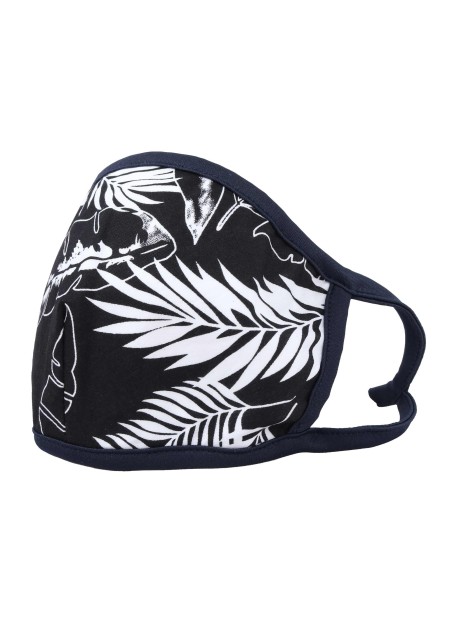 palm leaf print filter face mask in black and white
