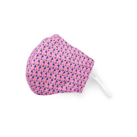 bird print face masks in pink