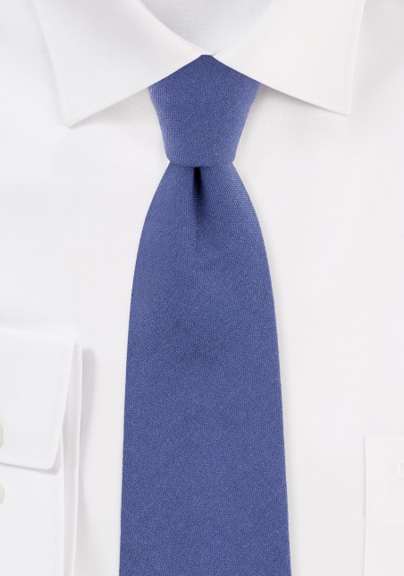 Textured Cotton Skinny Tie in Indigo Blue