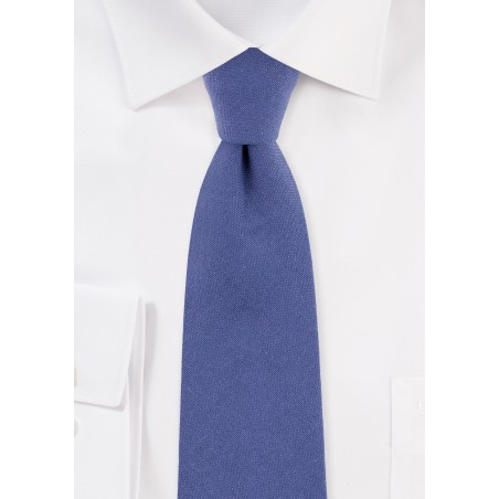 Textured Cotton Skinny Tie in Indigo Blue