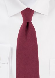 Solid Wine Red Slim Cut Mens Tie in Cotton